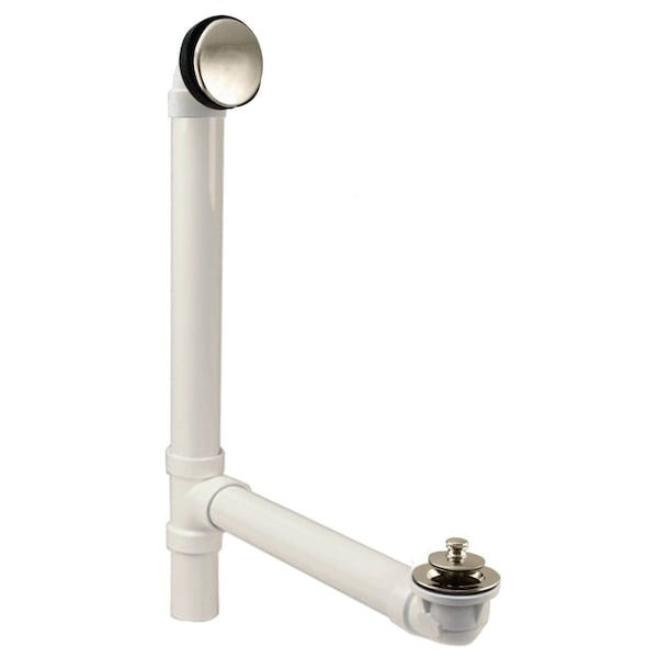 Westbrass Illusionary Overflow 12" & 4" Sch. 40 PVC Bath Waste & Overflow W/ Lift & Turn Bath Drain in Polishe 494244H-05 - main